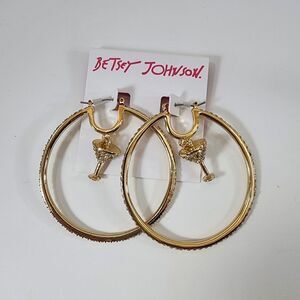 Betsey Johnson NWT martini glass hoop earrings